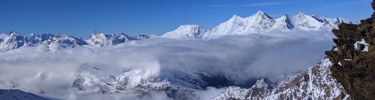 Alphubel and Dom Mischabel in the Swiss Alps